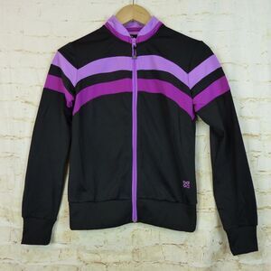 Actra Performance Jacket Womens S Black Purple Zip Athletic Track  Sporty Y2K